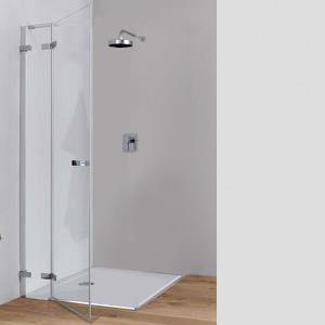 Koralle S700 hinged door with fixed element for partition TSG transparent with GlasPlus / silver gloss