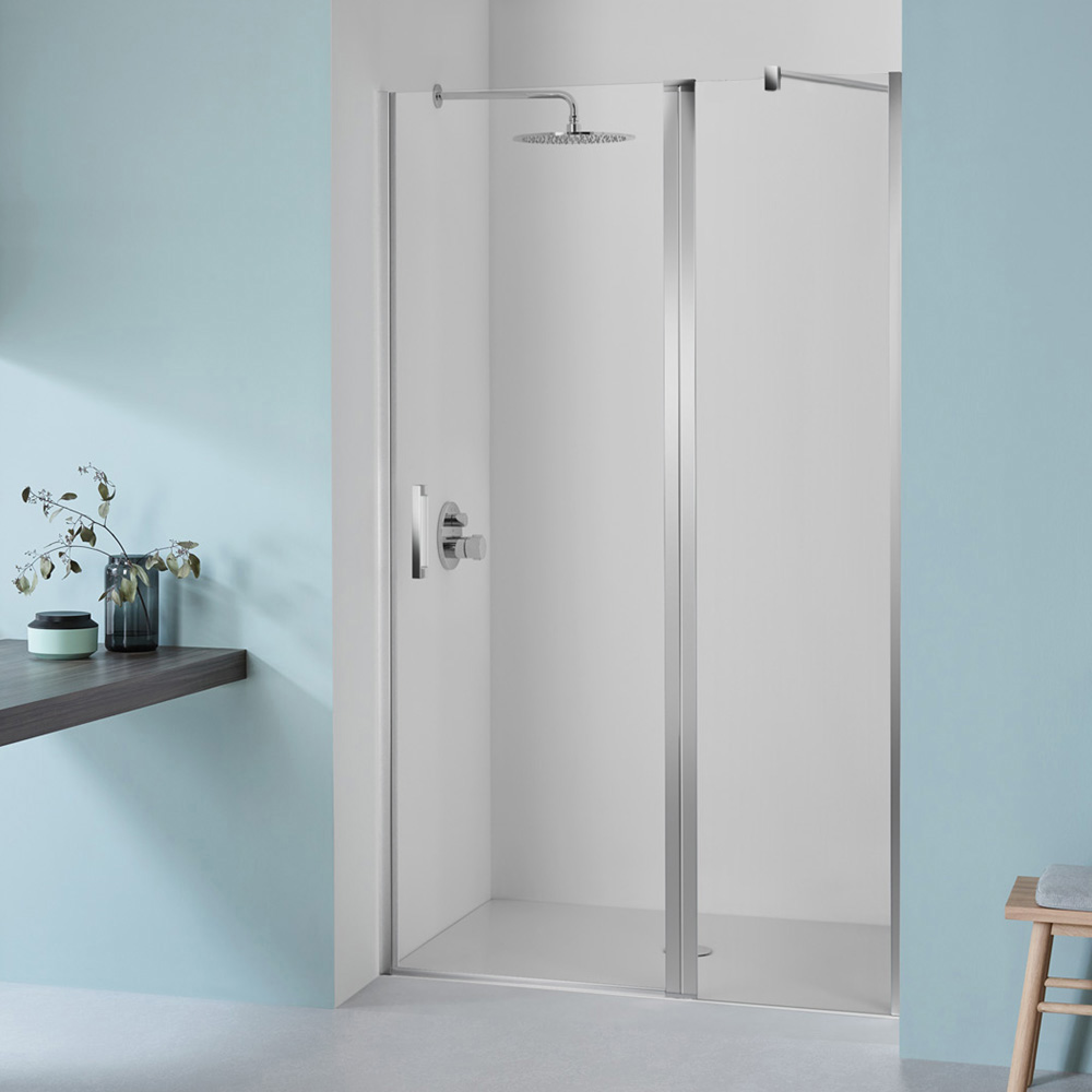 Koralle SL410 hinged door with fixed element for partition TSG transparent  matt silver VY01809020AA1 REUTER
