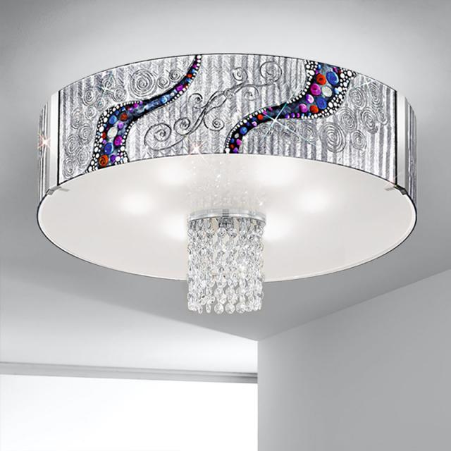 KOLARZ Emozione ceiling light with classic crystals, chrome