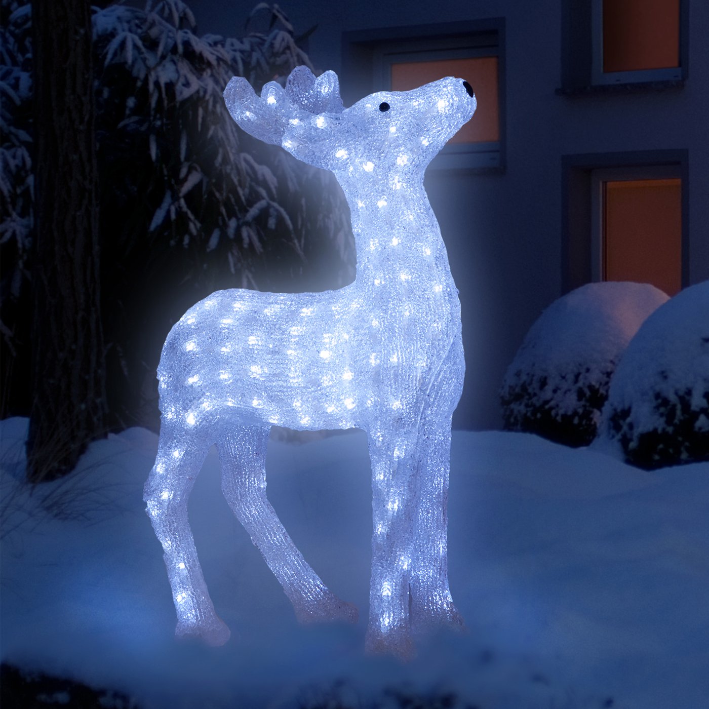 Konstsmide Globo di neve a LED con Babbo Natale sulla slitta e renne/riempito d'acqua/decorazioni natalizie per interni a batteria/timer/funzionamento a batteria: 3 x AA 1,5 V (escl.) o USB (Inc