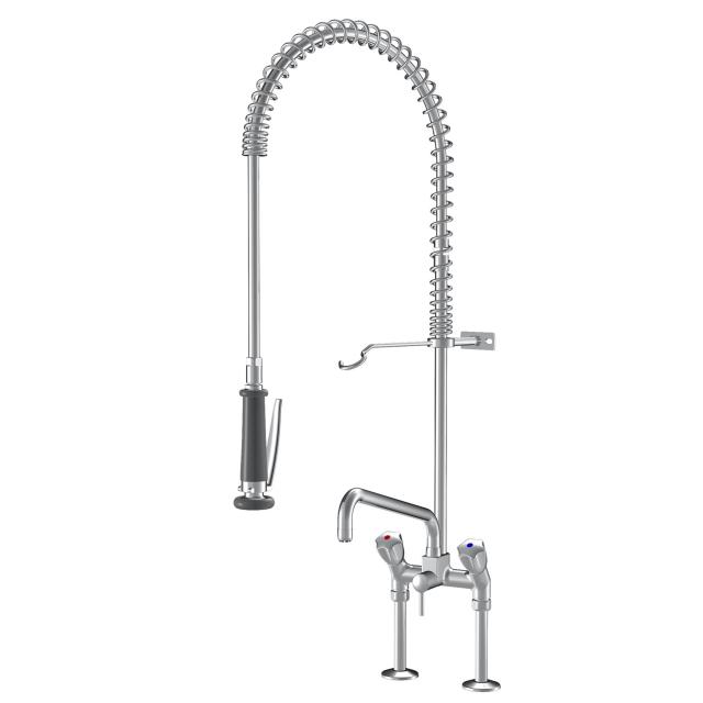 KWC Gastro two handle kitchen mixer with support spring made of stainless steel