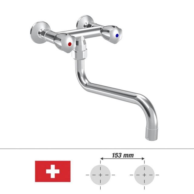 KWC Gastro two handle kitchen mixer with swivel spout, for Switzerland