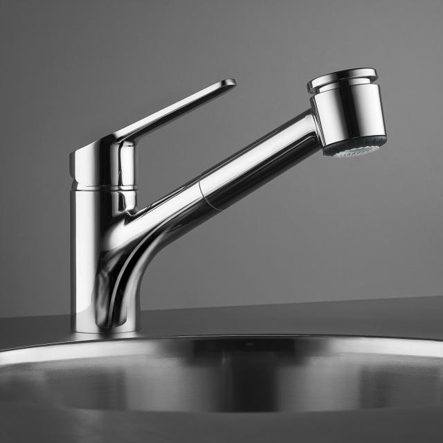 KWC Isla single-lever kitchen mixer tap, with pull-out spout, for low pressure