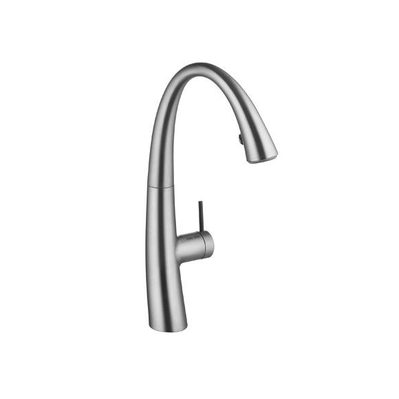 KWC Zoe single-lever kitchen mixer tap, with LUMINAQUA® LED technology decor steel
