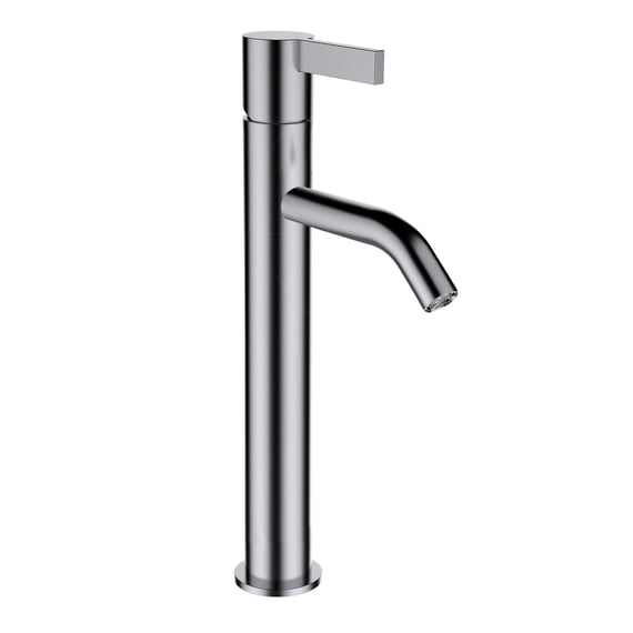 Robinet Lavabo Design Noir - Acier Inox Brossé - Hauteur 30cm