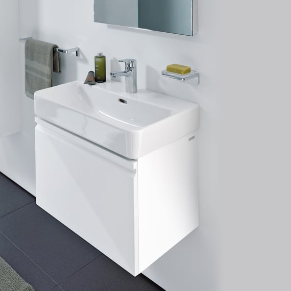 Pelipal Pensile da bagno Quickset 380 in bianco lucido/rovere Sanremo Terra, larghezza 30 cm