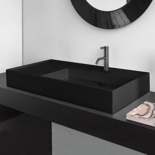 Kartell by LAUFEN countertop washbasin with shelf matt black, with 1 tap hole