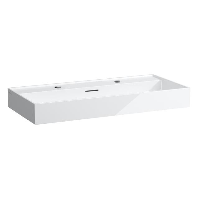 Kartell by LAUFEN double washbasin white, with Clean Coat, with 2 tap holes, with overflow, ungrounded