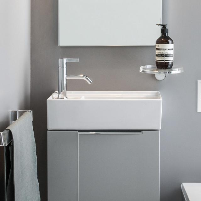 Kartell by LAUFEN hand washbasin, with concealed waste white, with 1 tap hole