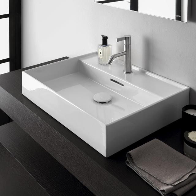 Kartell by LAUFEN hand washbasin white, with CleanCoat (LCC), with 1 tap hole, grounded