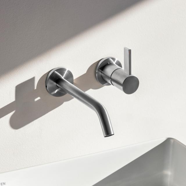 Kartell by LAUFEN wall-mounted two-hole basin fitting brushed stainless steel