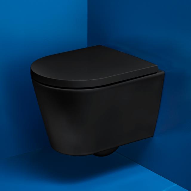 Kartell by LAUFEN wall-mounted washdown toilet compact, rimless matt black