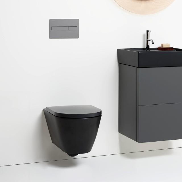 Kartell by LAUFEN wall-mounted washdown toilet, rimless matt black