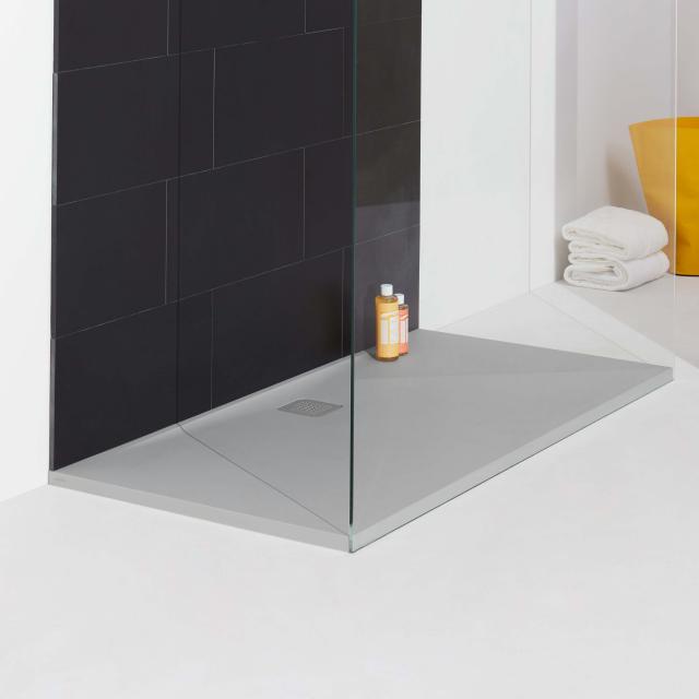 LAUFEN PRO rectangular shower tray, drain on the long side matt light grey