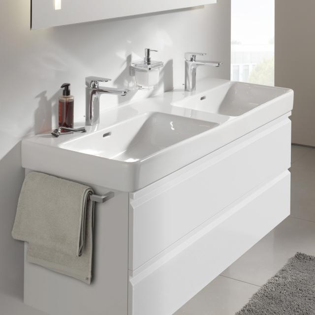 LAUFEN Pro S double washbasin white, with CleanCoat, with 2 tap holes, with overflow