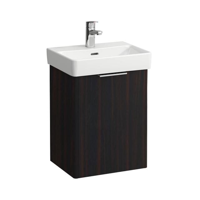 LAUFEN Pro S hand washbasin with Base vanity unit with 1 door front dark elm / corpus dark elm, WB white, with 1 tap hole, with overflow