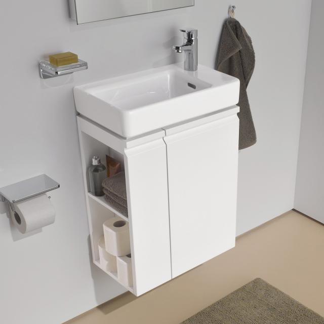 LAUFEN Pro S hand washbasin with vanity unit with 1 door front matt white / corpus matt white, WB white, with Clean Coat, with 1 tap hole