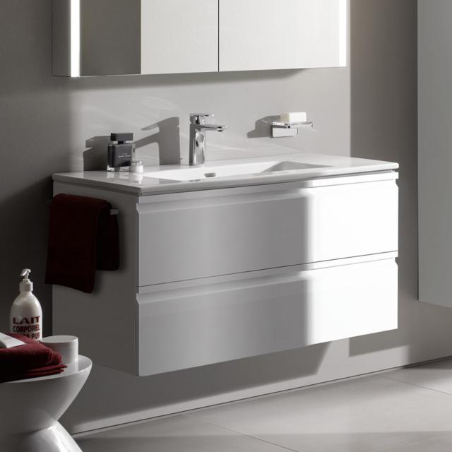 LAUFEN Pro S washbasin and vanity unit with 2 pull-out compartments white gloss, with 1 tap hole