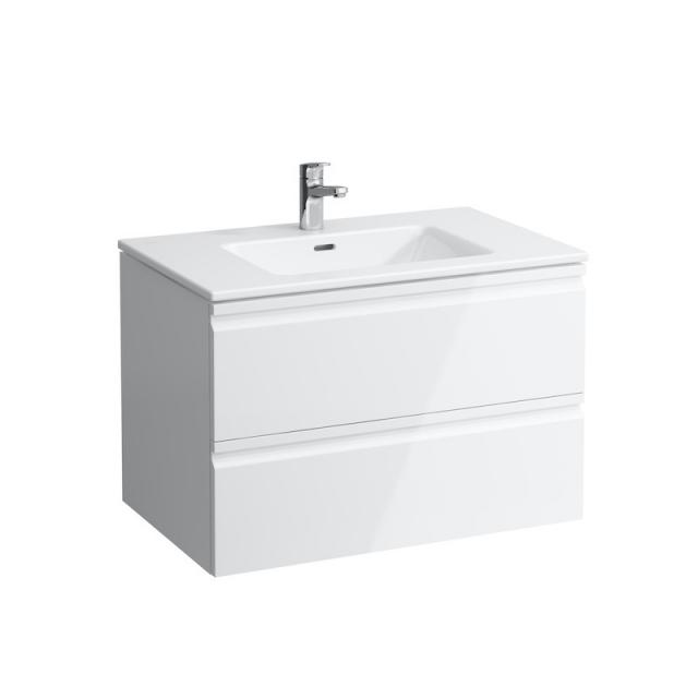 LAUFEN Pro S washbasin and vanity unit with 2 pull-out compartments front white gloss / corpus white gloss, with 1 tap hole