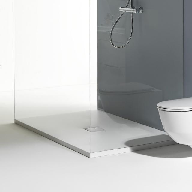 LAUFEN Solutions Marbond shower tray, drain in the middle matt white