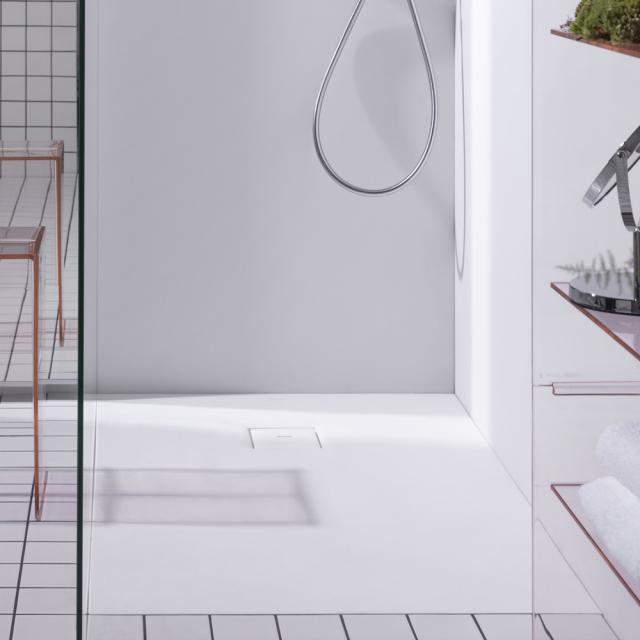 LAUFEN Solutions Marbond shower tray, drain on the side matt white