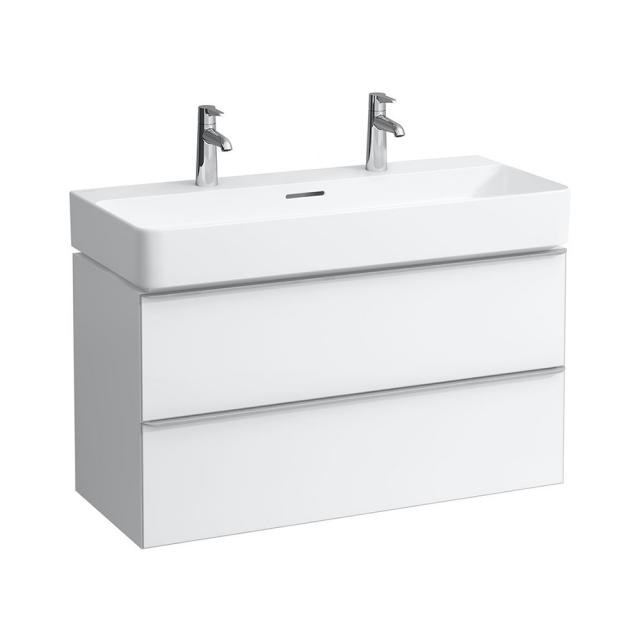 LAUFEN VAL double washbasin with Space vanity unit with 2 pull-out compartments front matt white / corpus matt white, WB matt white, with overflow