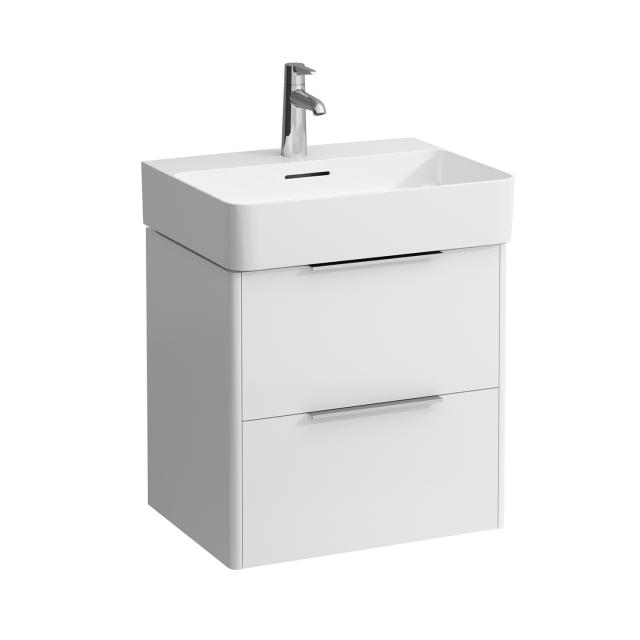 LAUFEN VAL washbasin with Base vanity unit with 2 pull-out compartments front white gloss / corpus white gloss, WB white, with Clean Coat, with 1 tap hole, with overflow