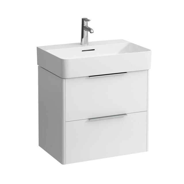 LAUFEN VAL washbasin with Base vanity unit with 2 pull-out compartments front white gloss / corpus white gloss, WB white, with Clean Coat, with 1 tap hole, with overflow