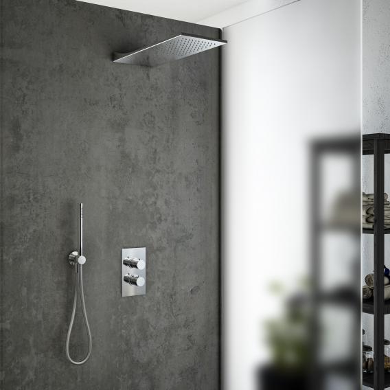 Mariner shower system with thermostat, stainless steel rain panel with 1 function and Logica metal shower set chrome