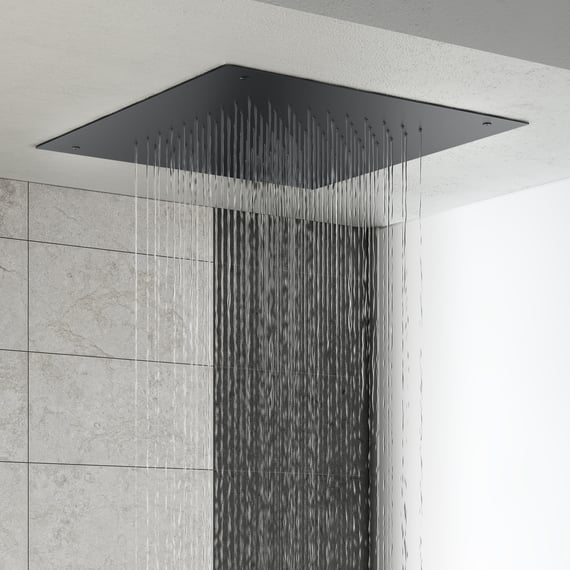 Pack de douche encastré au plafond thermostatique 500 mm - noir - Conforama