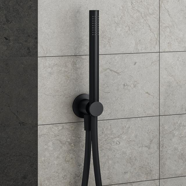 Mariner metal hand shower set with wall-elbow and shower bracket matt black