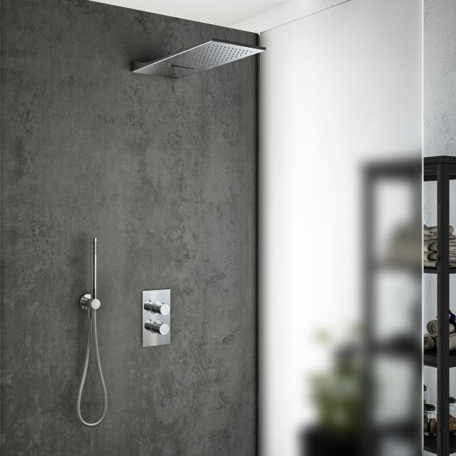 Mariner shower system with thermostat, stainless steel rain panel with 2 function and Logica metal shower set chrome
