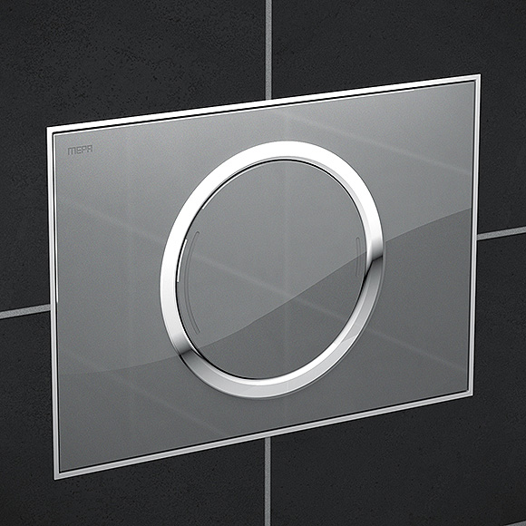 MEPA Zero flush plate with designer surface, with dual flush system silver glass