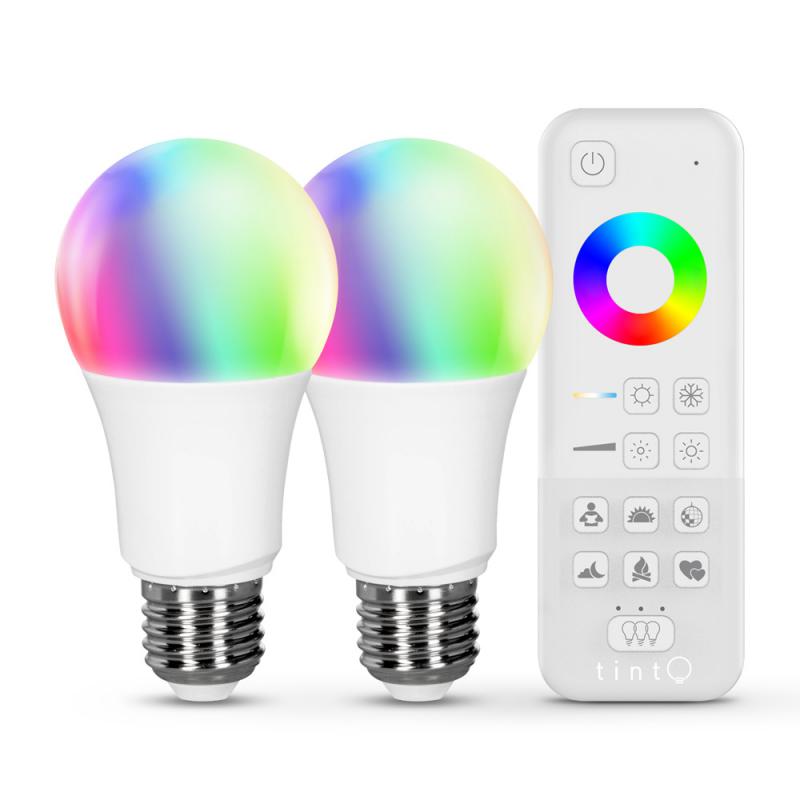 MÜLLER-LICHT tint Kit de démarrage LED white+color E27, pack double avec télécommande, 404013