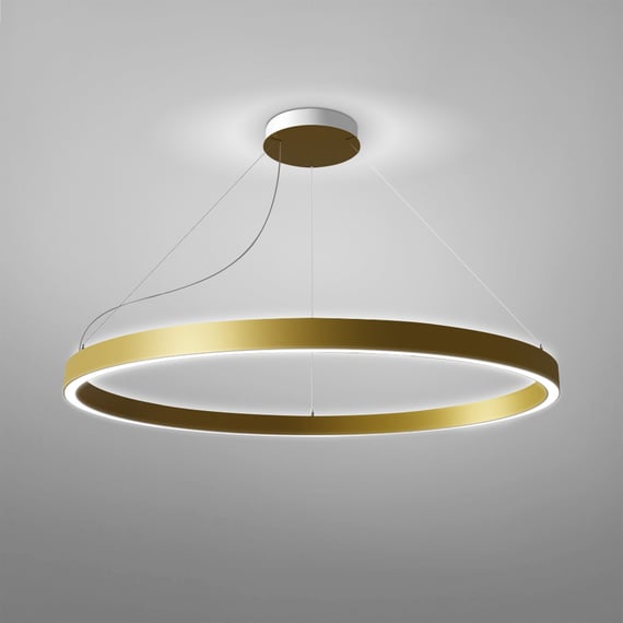 Lampada A Sospensione LED 20W Dimmerabile Rotonda 40cm Oro, Regolabile Con Telecomando E App Per Soggiorno, Luvina02
