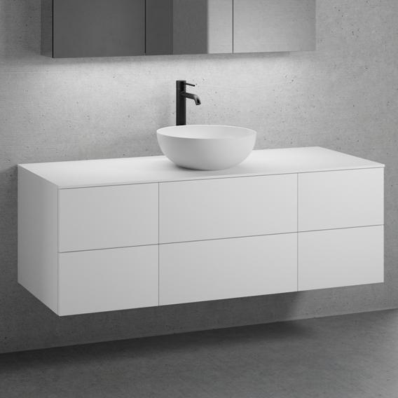 neoro n50 countertop washbasin with countertop and vanity unit with 6 pull-out compartments front matt white / corpus matt white, countertop matt white