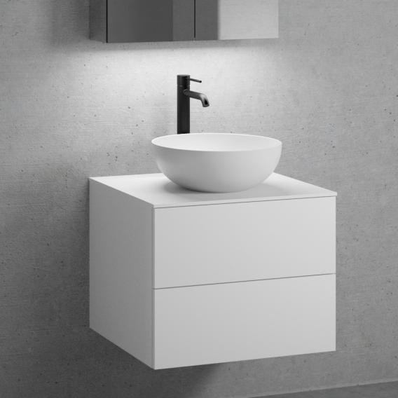 neoro n50 countertop washbasin with countertop and vanity unit with 2 pull-out compartments front matt white / corpus matt white, countertop matt white