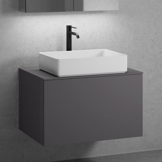 neoro n50 countertop washbasin with countertop and vanity unit with 1 pull-out compartment front matt graphite / corpus matt graphite, countertop matt graphite