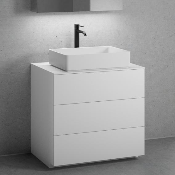 neoro n50 countertop washbasin with countertop and vanity unit with 3 pull-out compartments front matt white / corpus matt white, countertop matt white
