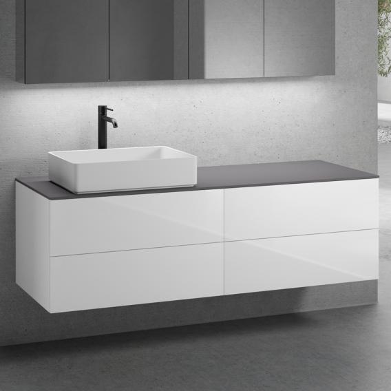 neoro n50 furniture set W: 160 cm with 4 pull-out compartments, washbasin W: 58 cm matt white, vanity unit white high gloss, countertop matt graphite