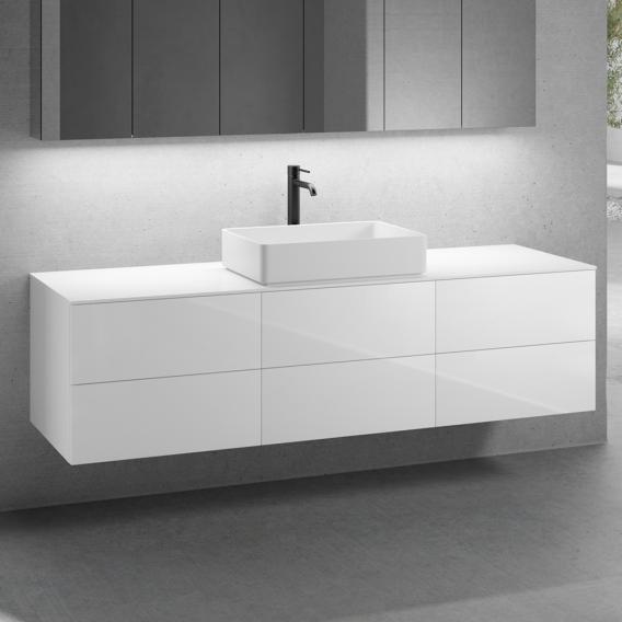 neoro n50 furniture set W: 180 cm with 6 pull-out compartments, washbasin W: 58 cm matt white, vanity unit and countertop white high gloss