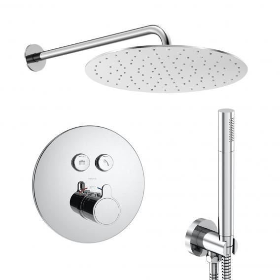 neoro n50 shower system with thermostat, overhead shower and hand shower set