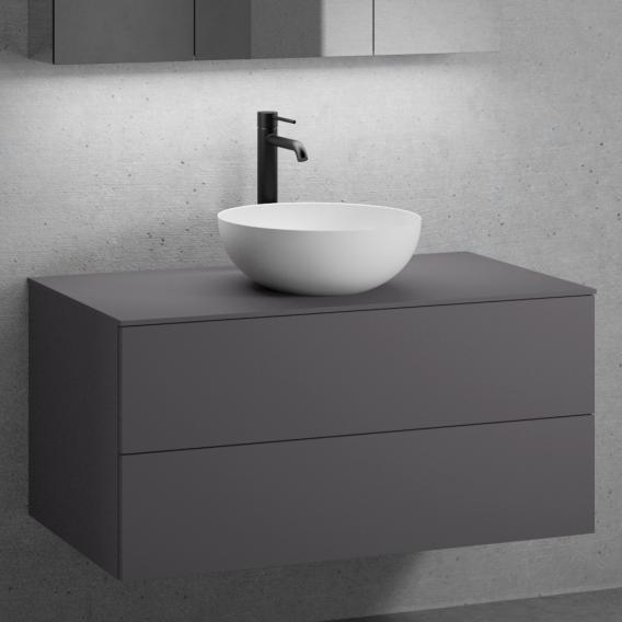 neoro n50 vanity unit W: 100 cm with 2 pull-out compartments, washbasin Ø 45 cm matt white, vanity unit and countertop matt graphite