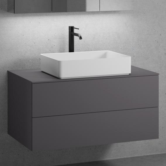 neoro n50 vanity unit W: 100 cm with 2 pull-out compartments, washbasin W: 58 cm matt white, vanity unit and countertop matt graphite