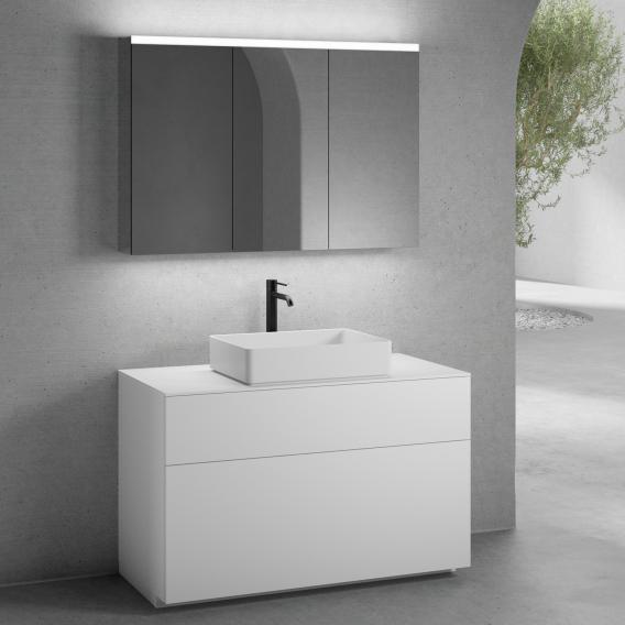 neoro n50 vanity unit W: 120 cm with 2 pull-out compartments, washbasin W: 58 cm matt white, with mirror cabinet, vanity unit and countertop matt white