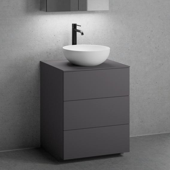 neoro n50 vanity unit W: 60 cm, with 3 pull-out compartments, washbasin Ø 40 cm matt white, vanity unit and countertop matt graphite