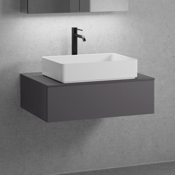 neoro n50 vanity unit W: 80 cm with 1 pull-out compartment, washbasin W: 58 cm matt white, vanity unit and countertop matt graphite
