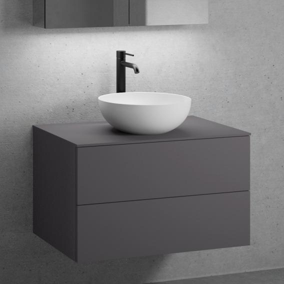 neoro n50 vanity unit W: 80 cm with 2 pull-out compartments, washbasin Ø 40 cm matt white, vanity unit and countertop matt graphite
