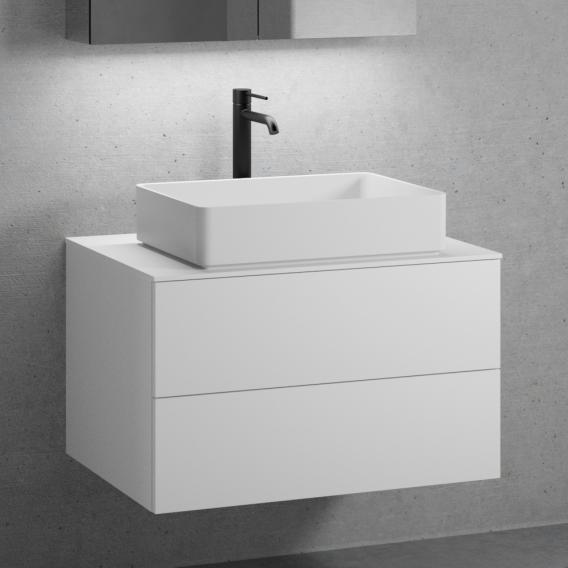neoro n50 vanity unit W: 80 cm with 2 pull-out compartments, washbasin W: 58 cm matt white, vanity unit and countertop matt white