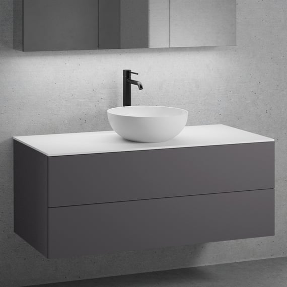 neoro n50 Meuble bas l : 120 cm, 2 tiroirs, lavabo Ø 40 cm blanc mat ...